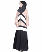 Black,White And Beige Abaya Black