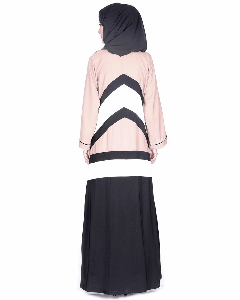 Black,White And Beige Abaya Black
