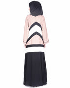 Black,White And Beige Abaya Black