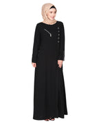 Youthful Riveted formal front open Abaya Black