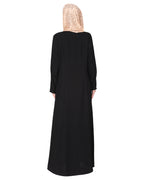 Youthful Riveted formal front open Abaya Black