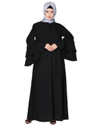 Stylish frill sleeves front open Abaya