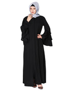 Stylish frill sleeves front open Abaya