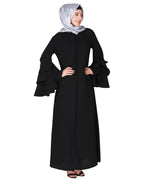 Stylish frill sleeves front open Abaya