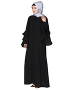 Stylish frill sleeves front open Abaya