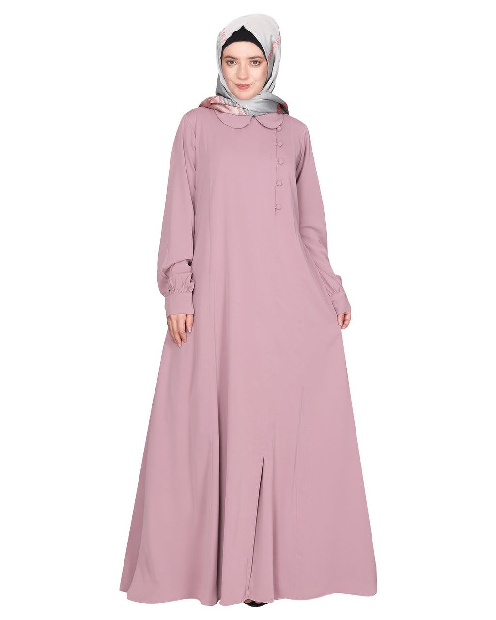Unpretentious simple Abaya with fancy shirt collars