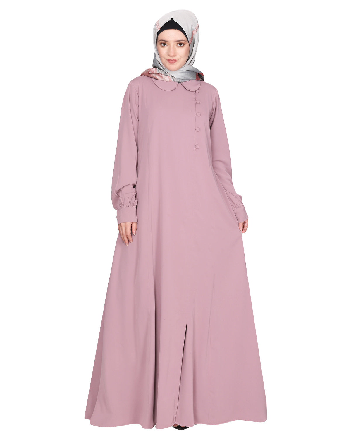 Unpretentious simple Abaya with fancy shirt collars