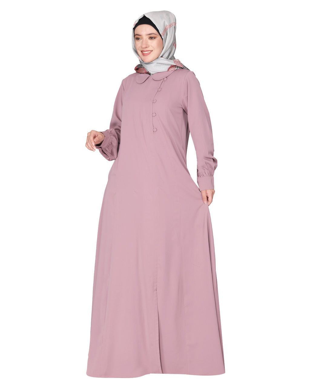 Unpretentious simple Abaya with fancy shirt collars