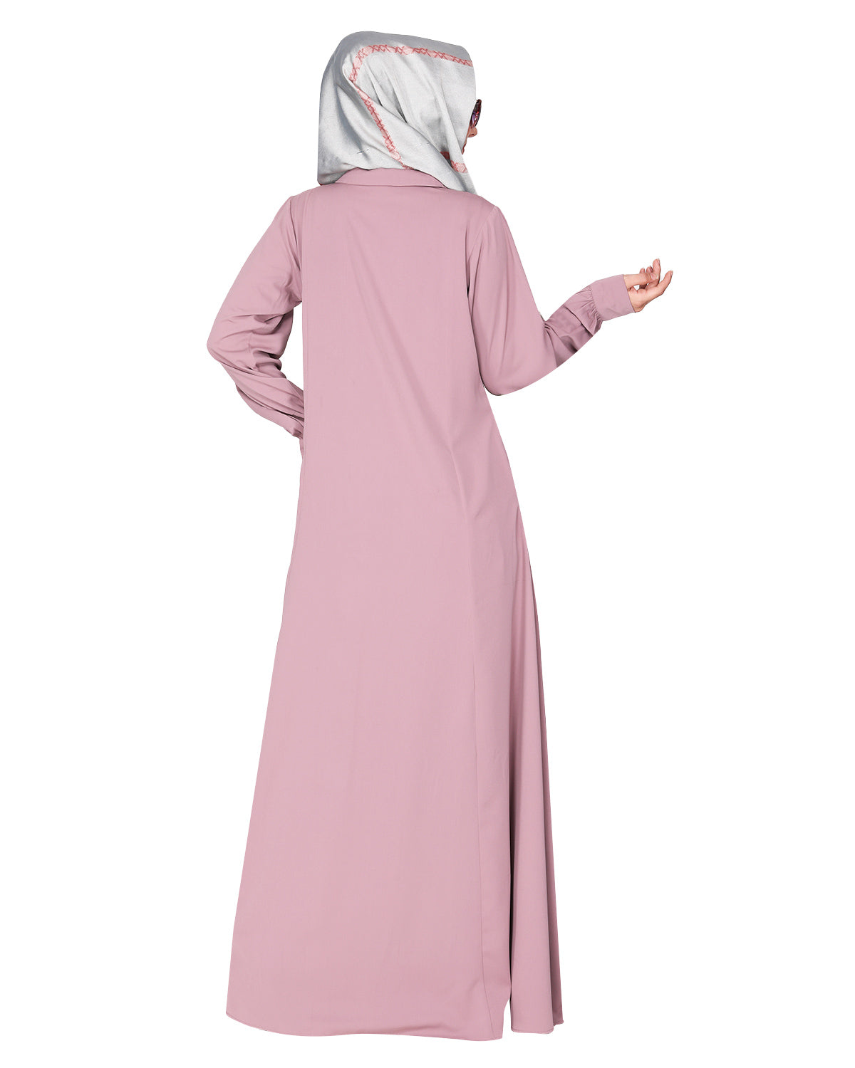 Unpretentious simple Abaya with fancy shirt collars Light Purple