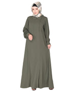 Unpretentious simple Abaya with fancy shirt collars Light Purple