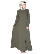Unpretentious simple Abaya with fancy shirt collars Mint