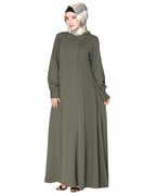 Unpretentious simple Abaya with fancy shirt collars Mint