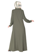 Unpretentious simple Abaya with fancy shirt collars Mint