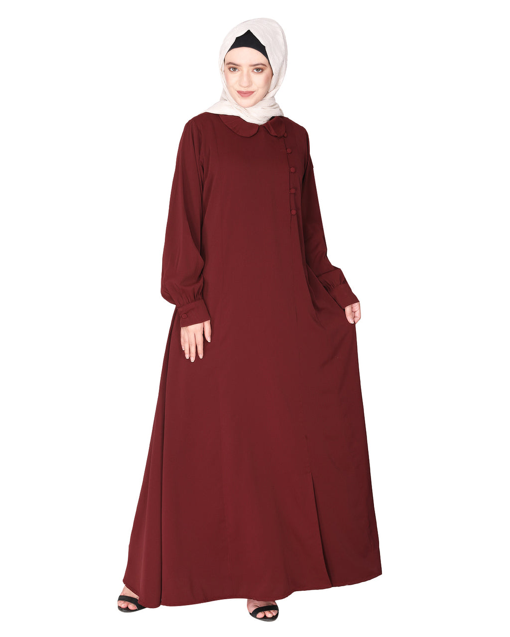 Unpretentious simple Abaya with fancy shirt collars Mint