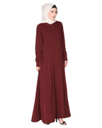 Unpretentious simple Abaya with fancy shirt collars Mint
