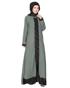 Straightlaced formal dead mint front open Abaya