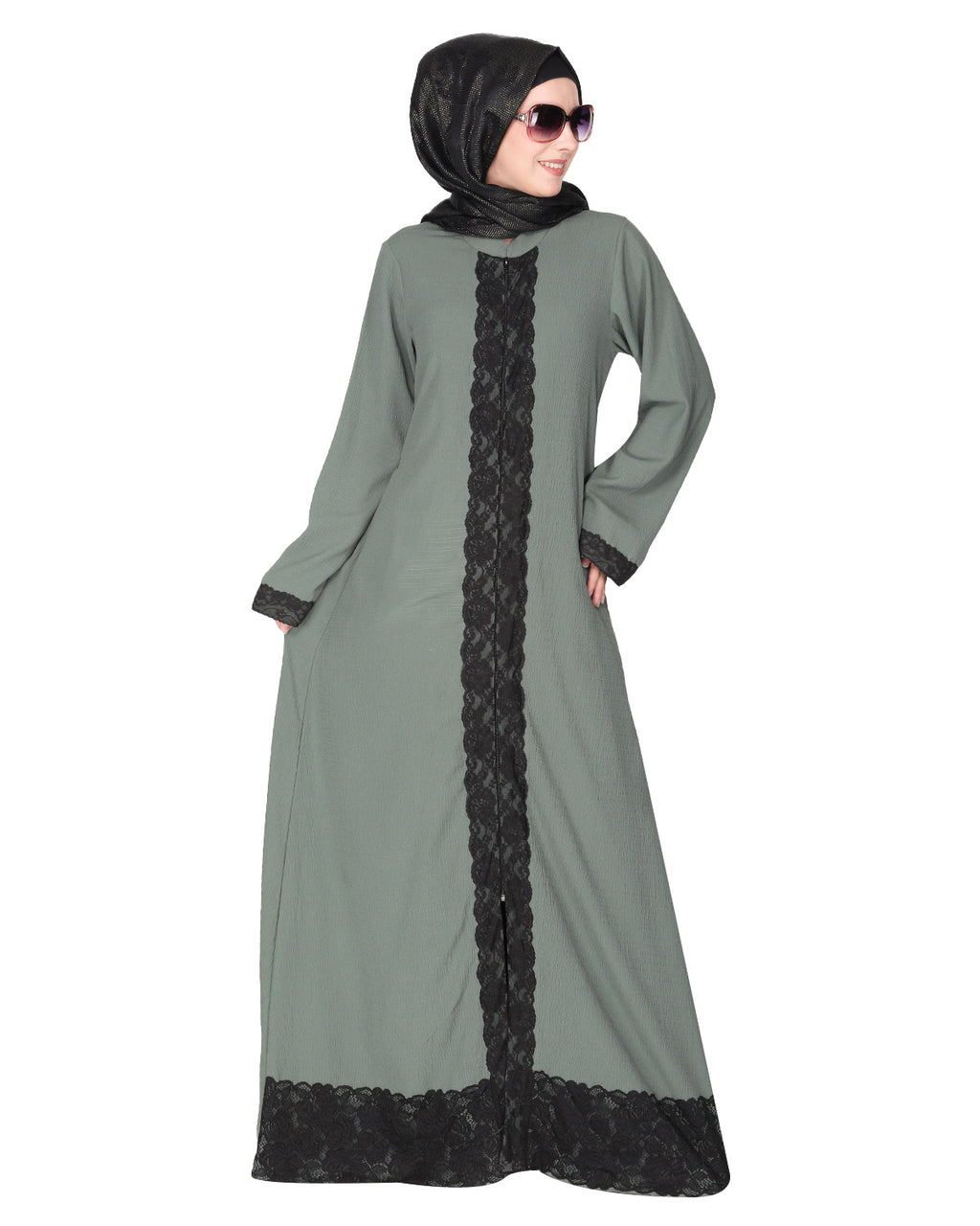 Straightlaced formal dead mint front open Abaya Dead Mint