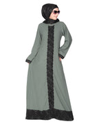 Straightlaced formal dead mint front open Abaya Dead Mint