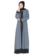 Straightlaced formal dead mint front open Abaya Dead Mint