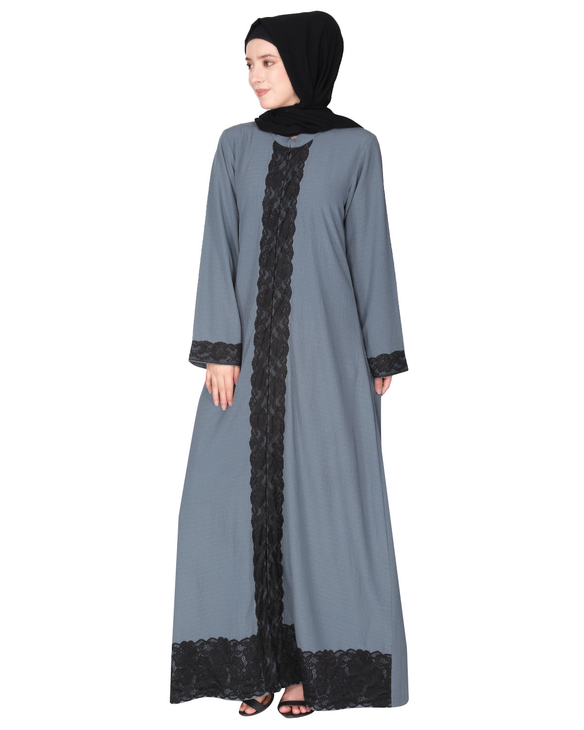 Straightlaced formal dead mint front open Abaya Dead Mint