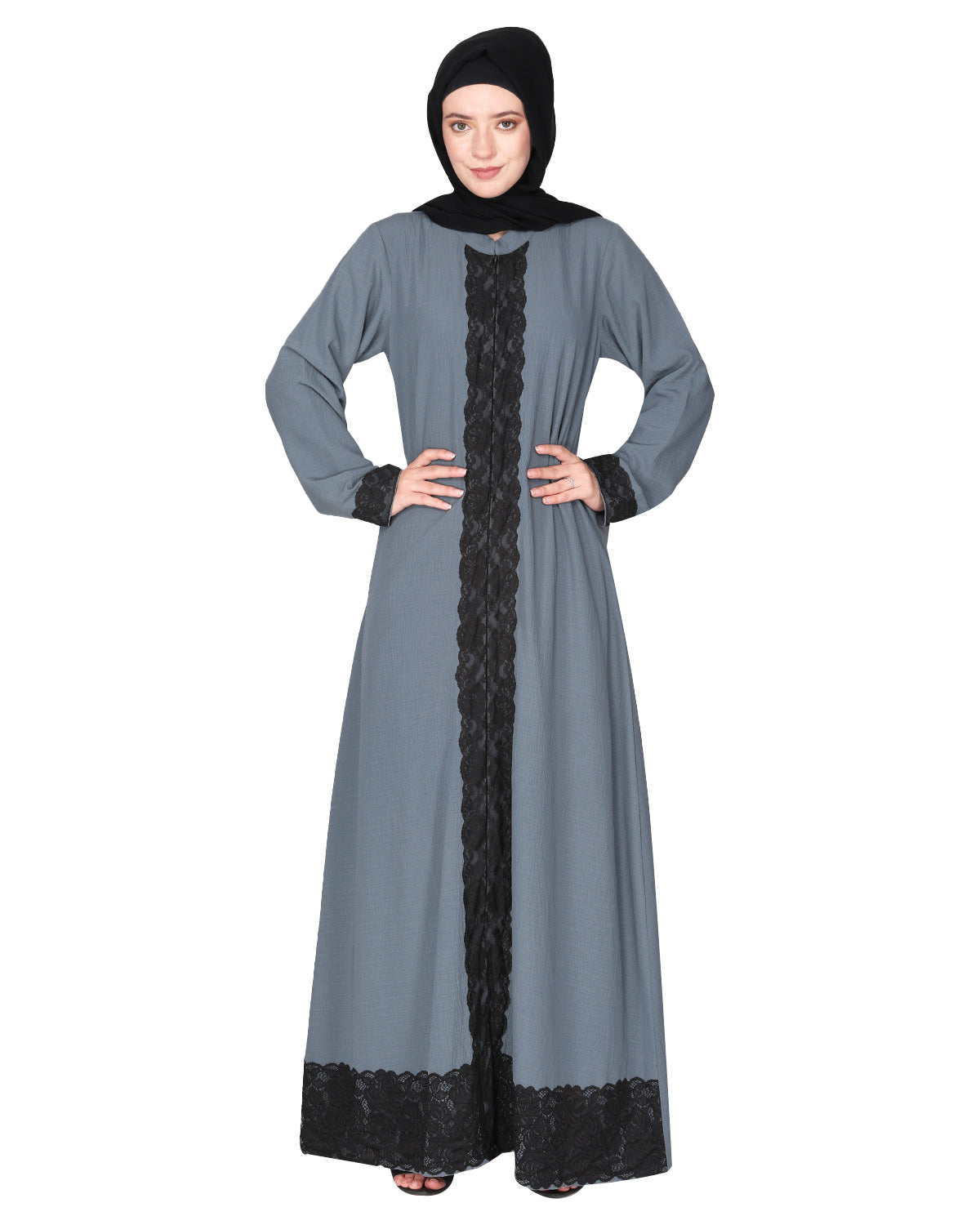 Straightlaced formal dead mint front open Abaya Dead Mint