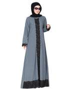 Straightlaced formal dead mint front open Abaya Grey