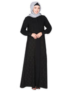Fascinating Lacedup evening wear Abaya Black