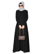 Fascinating Lacedup evening wear Abaya Black