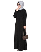 Fascinating Lacedup evening wear Abaya Black