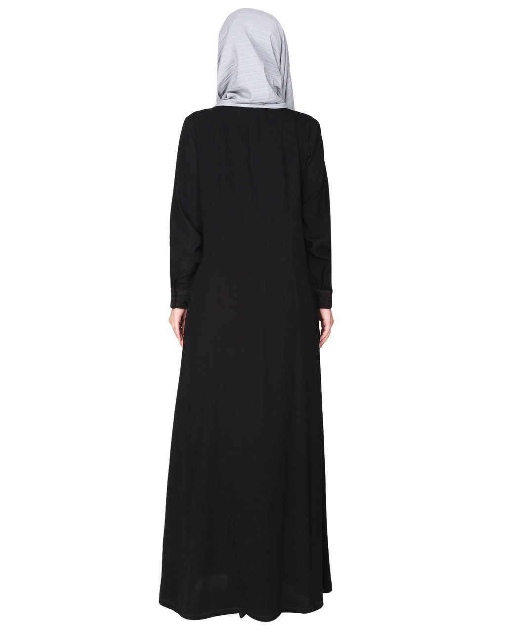 Fascinating Lacedup evening wear Abaya Black