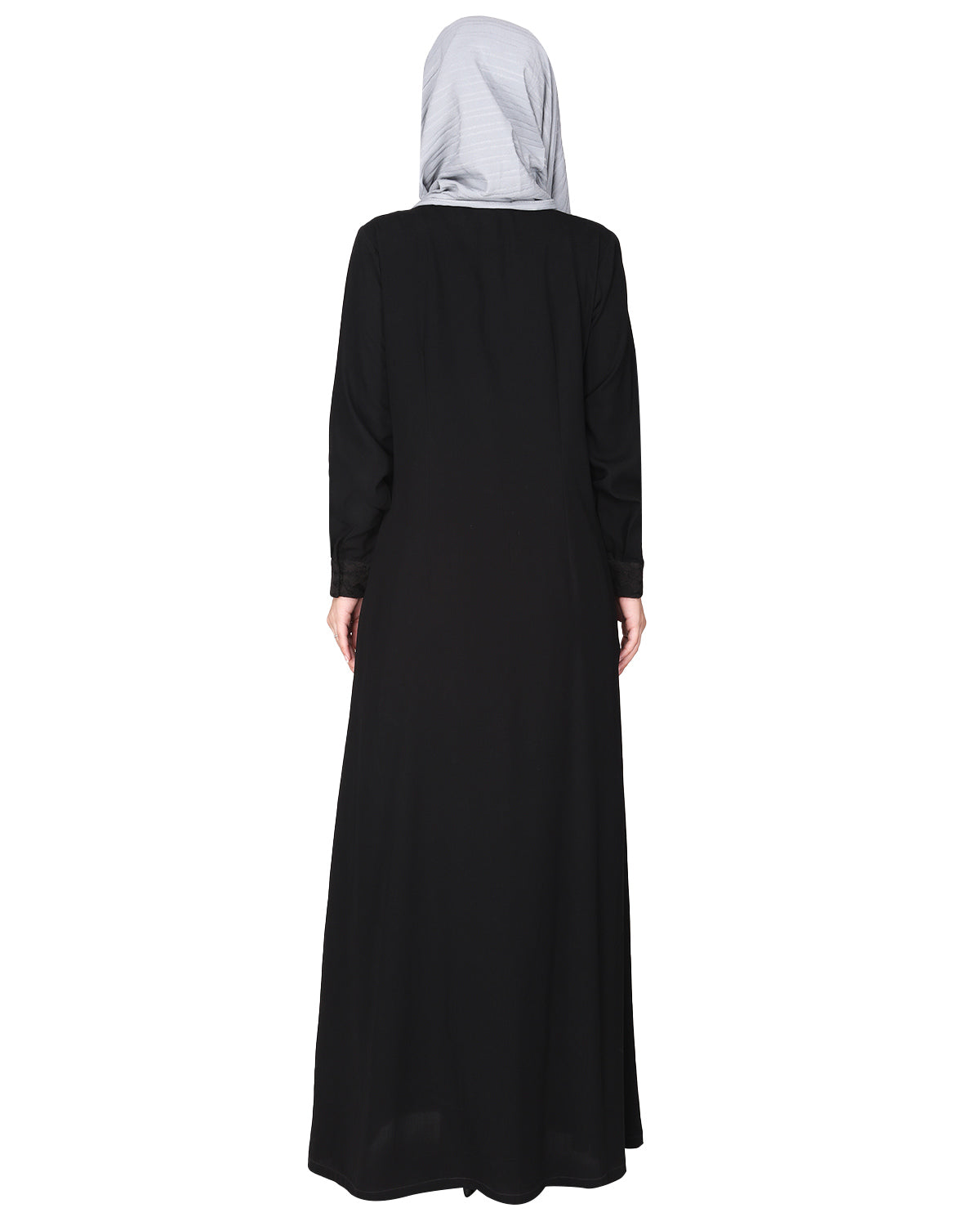 Fascinating Lacedup evening wear Abaya Black