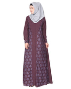 Fascinating Lacedup evening wear Abaya Purple