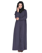Modish pleated black abaya with conventional bell sleeves Dark Grey