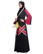 Black And Magenta Abaya Black