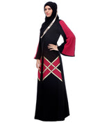 Black And Magenta Abaya Black