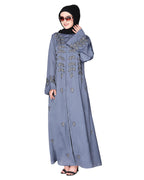 Stems & Leaves heavy embroidered dubai Style Abaya Grey