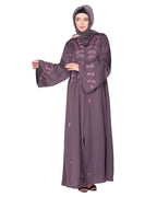 Stems & Leaves heavy embroidered dubai Style Abaya Grey