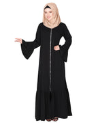 Progressive newage front open Abaya Black