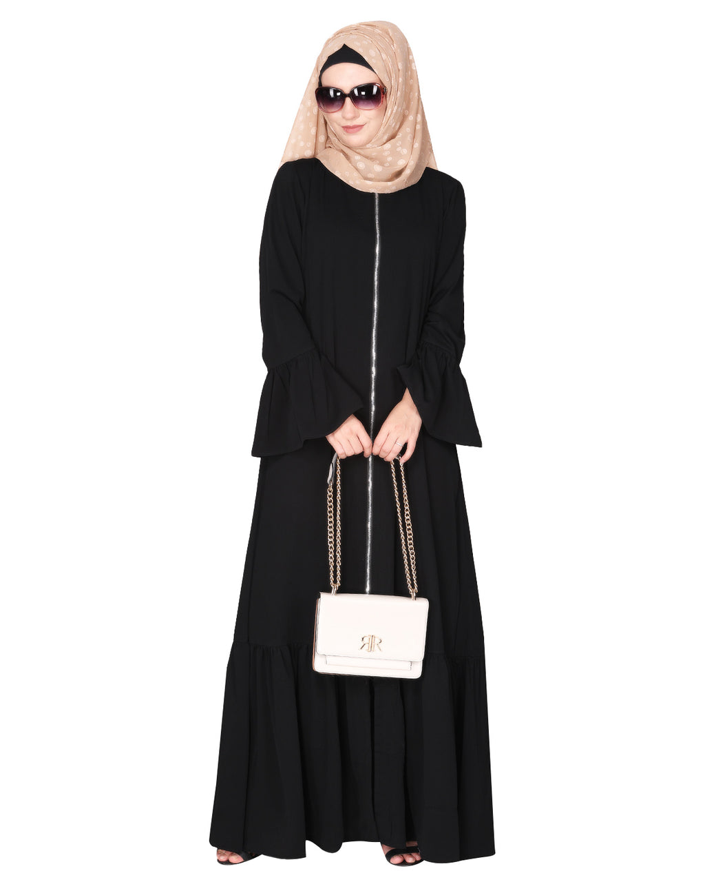 Progressive newage front open Abaya Black