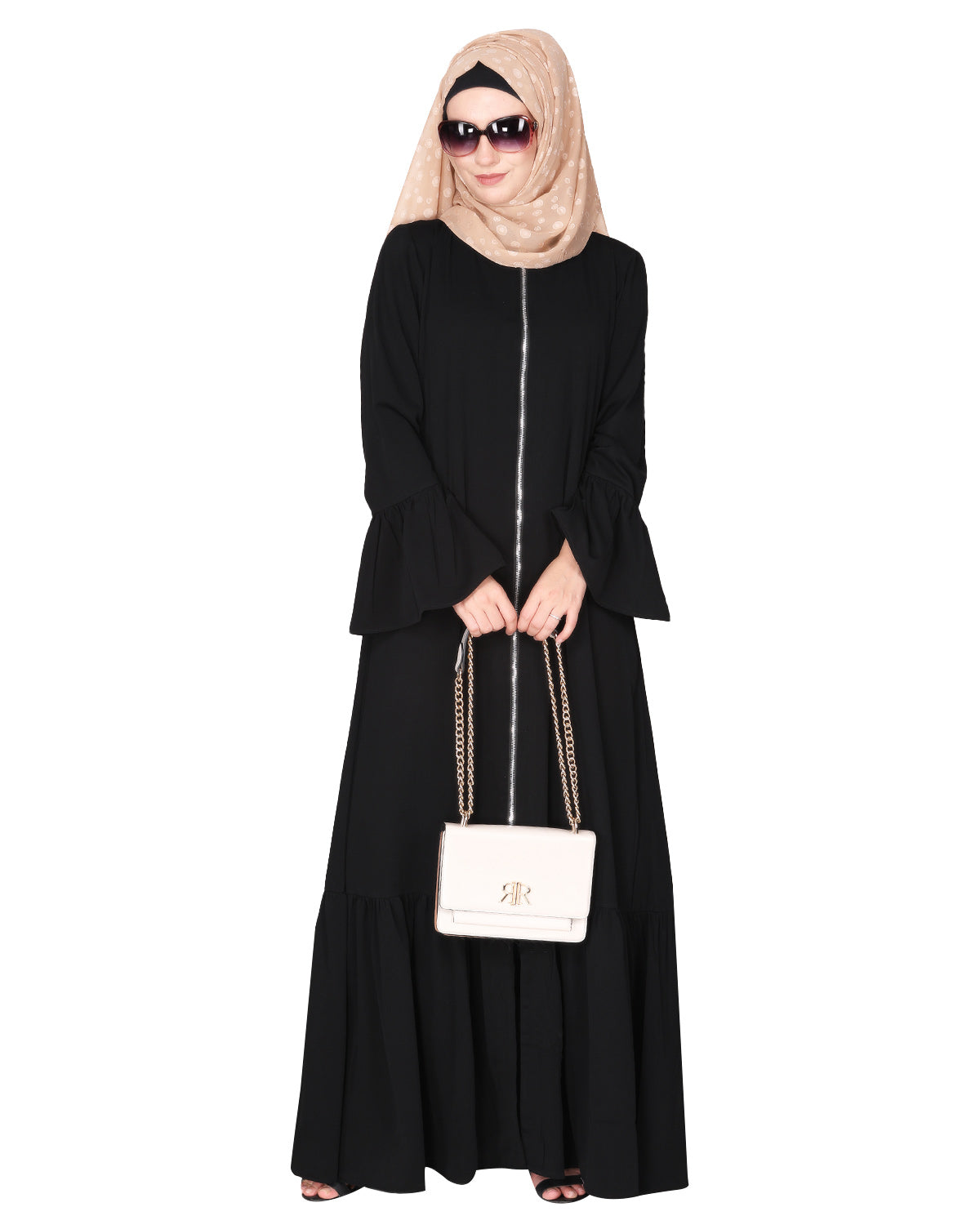 Progressive newage front open Abaya Black