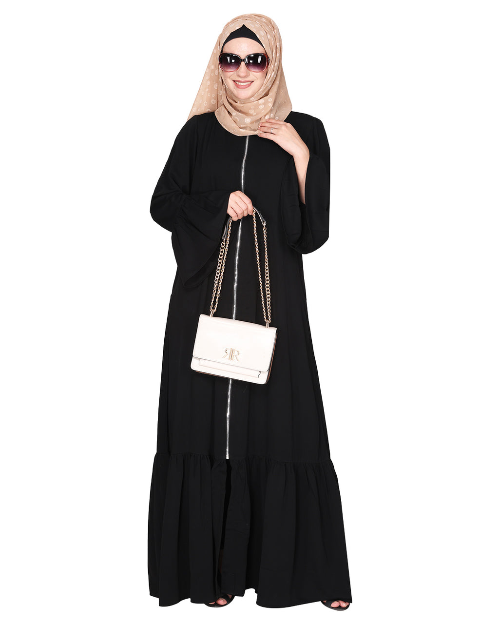 Progressive newage front open Abaya Black