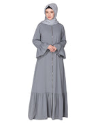 Progressive newage front open Abaya Light Grey