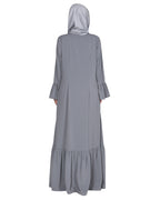 Progressive newage front open Abaya Light Grey