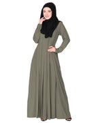An Umbrella style stunning pleated abaya with Pinstriped Yolk Dead Mint