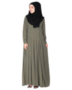An Umbrella style stunning pleated abaya with Pinstriped Yolk Dead Mint