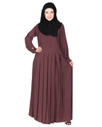 An Umbrella style stunning pleated abaya with Pinstriped Yolk Purple