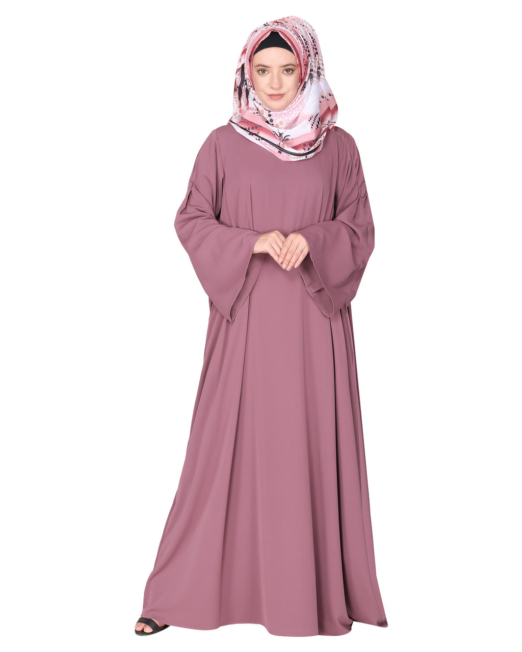 Dignified Buttons and Pintuck abaya Onion Pink