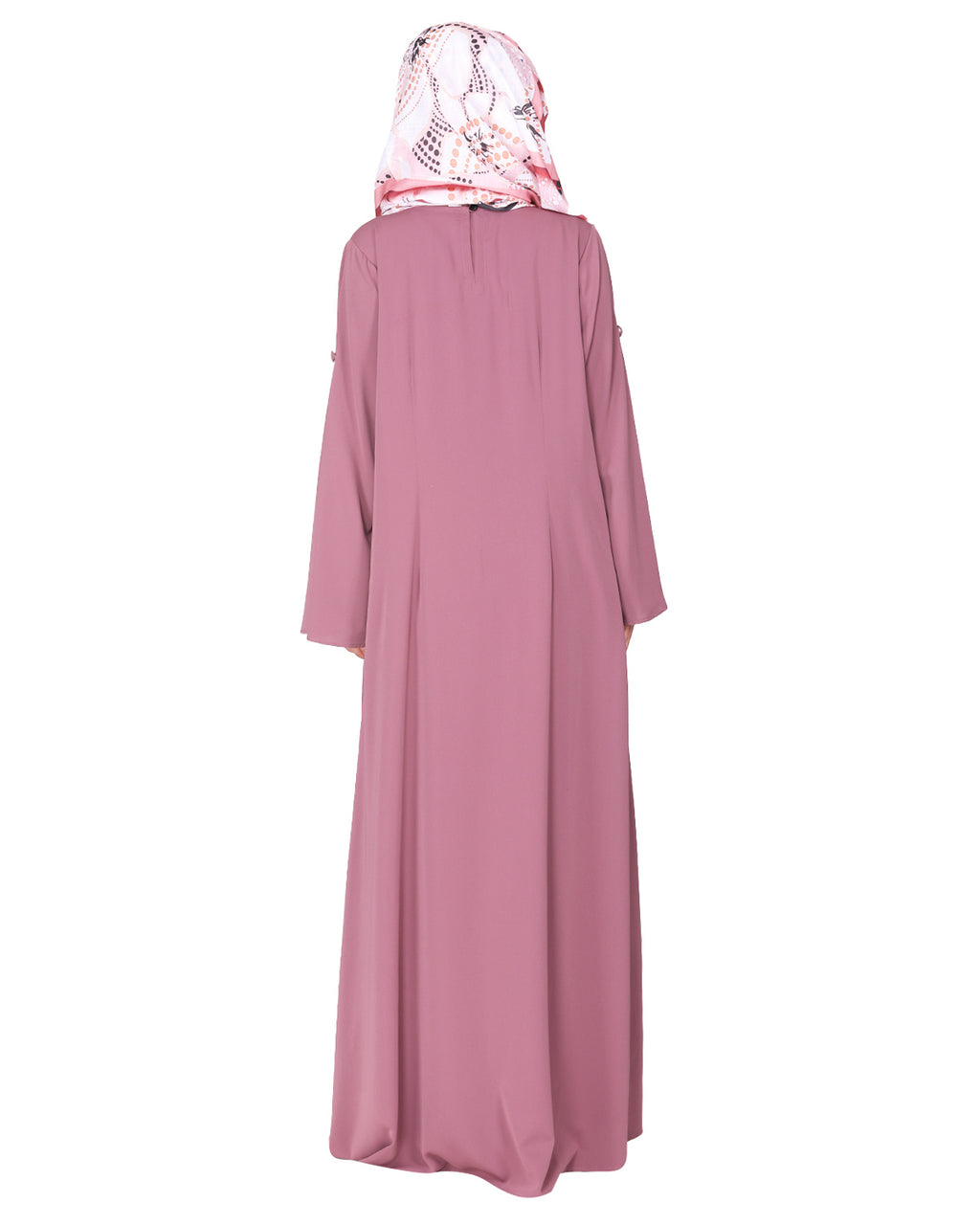 Dignified Buttons and Pintuck abaya Onion Pink