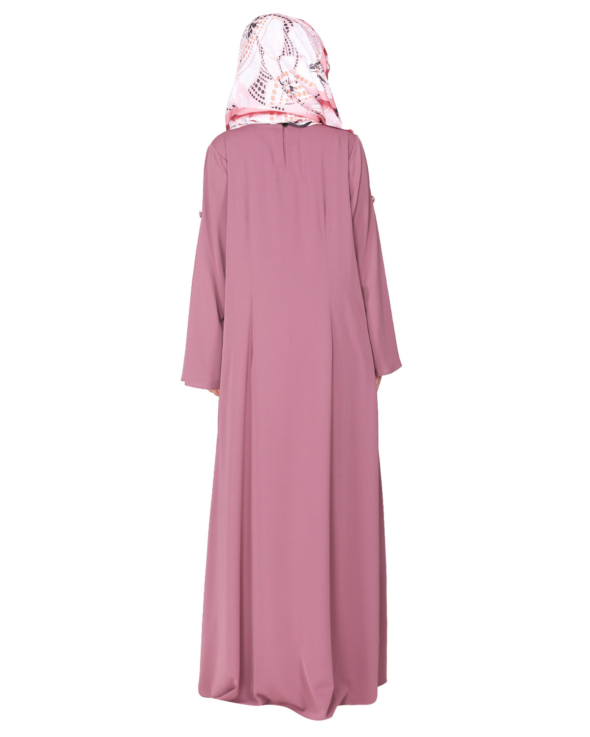 Dignified Buttons and Pintuck abaya Onion Pink