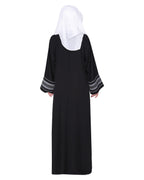 A magnificent Palestinian motif front open embroidered abaya Black